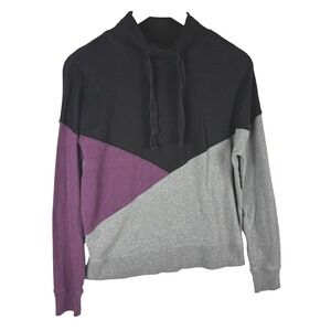 Pact Women Airplane Colorblock Org Cotton Pullover Sweatshirt Sz S Burgundy Gray